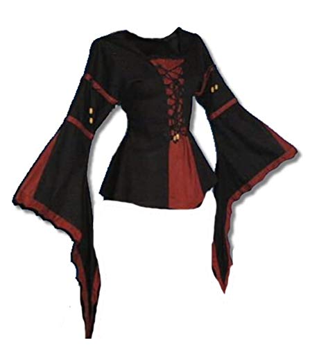Inter-Moden Mittelalter Edle Bluse - Damen Nocturna M/schwarz/rot von Inter-Moden