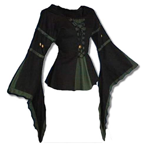 Inter-Moden Mittelalter Edle Bluse - Damen Nocturna S/schwarz/grün von Inter-Moden