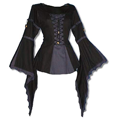 Inter-Moden Mittelalter Edle Bluse - Damen Nocturna XL/schwarz/blau von Inter-Moden