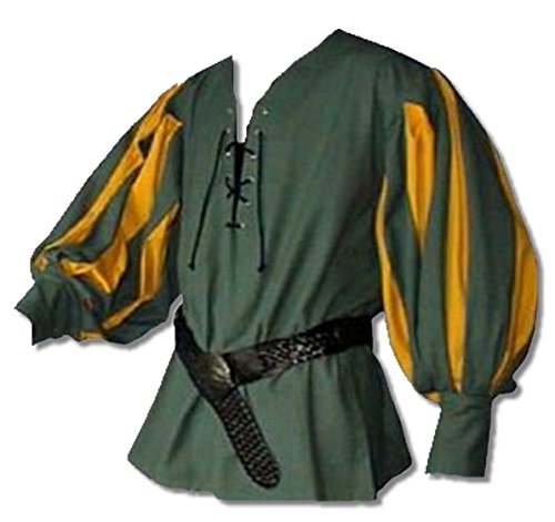 Inter-Moden Mittelalter Edles Hemd - Herren Landsknecht XXL/grün/gelb von Inter-Moden