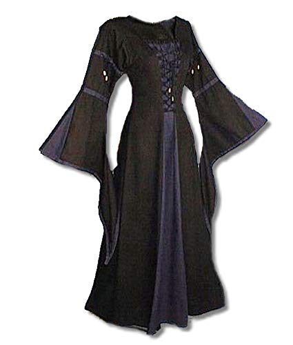 Inter-Moden Vampire - Damen Langes Gothic Kleid Almathia XXXL/schwarz/blau von Inter-Moden