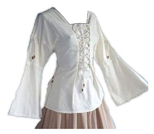 Inter Moden Mittelalter Edle Bluse - Damen Alisa S/natur von Inter