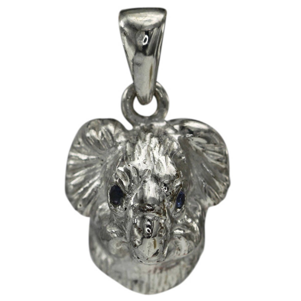 Koala Bären Kopf Anhänger Mittlere Größe, Sterling Silber 925, Saphir Augen #2749Se von InterGemCorp
