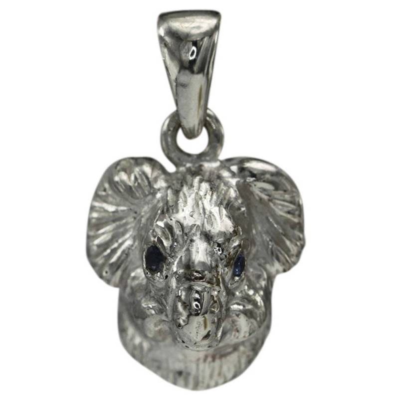 Koala Bären Kopf Anhänger Mittlere Größe, Sterling Silber 925, Saphir Augen #2749Se von InterGemCorp