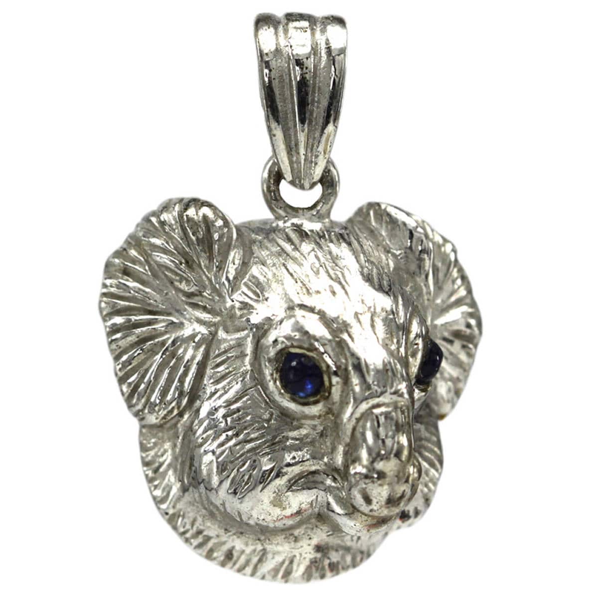 Koala Kopf Anhänger, Groß, Sterling Silber 925, Saphir-Augen #2741Se von InterGemCorp