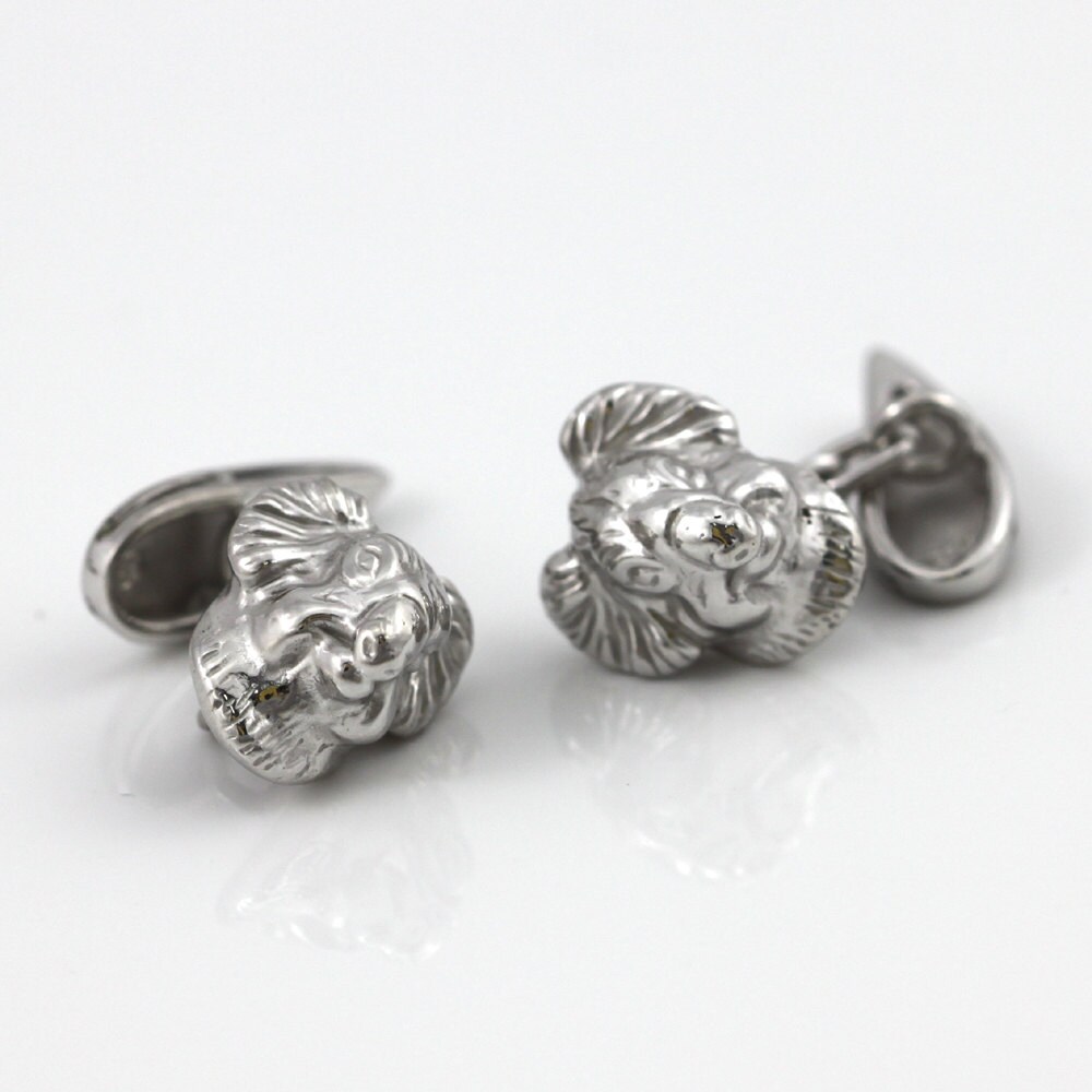 Koala Kopf Manschettenknöpfe Mit Gum Blatt Form Stab, Sterling Silber 925, #2740 von InterGemCorp