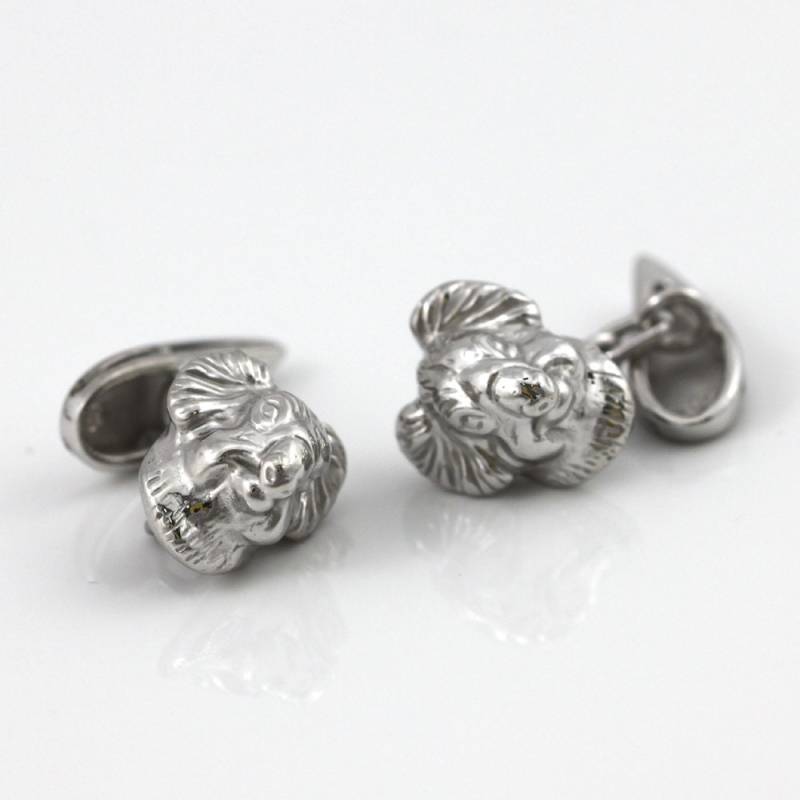 Koala Kopf Manschettenknöpfe Mit Gum Blatt Form Stab, Sterling Silber 925, #2740 von InterGemCorp