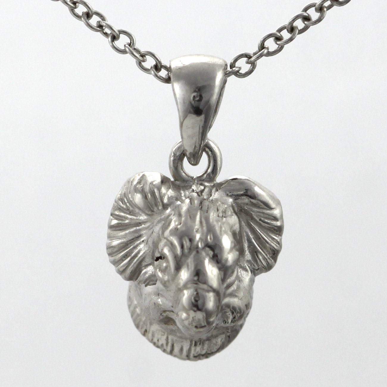 Mittelgroßer Detaillierter Koala Kopf Anhänger 3D, Massiv Sterling Silber 925, #2740 von InterGemCorp