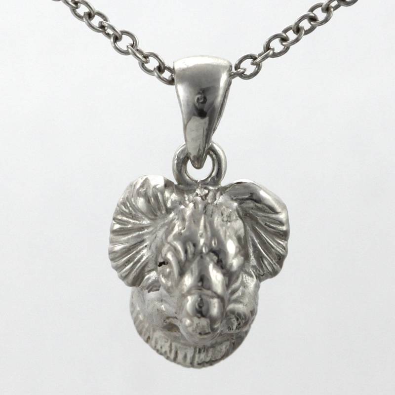 Mittelgroßer Detaillierter Koala Kopf Anhänger 3D, Massiv Sterling Silber 925, #2740 von InterGemCorp