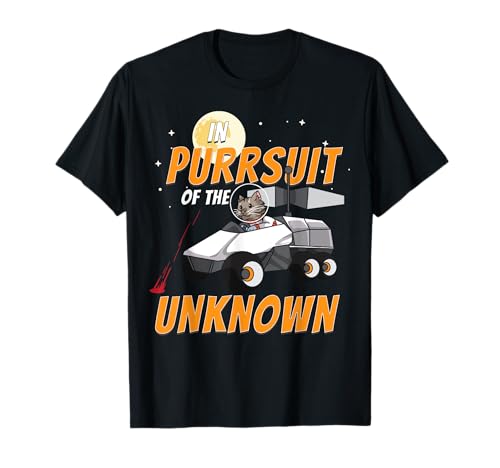 In Purrsuit of the Unknown Funny Space Cat Herren Damen T-Shirt In Purrsuit of the Unknown Funny Space Cat Herren Damen T-Shirt von Intergalactic Cat Rover Mission Explorer Tees