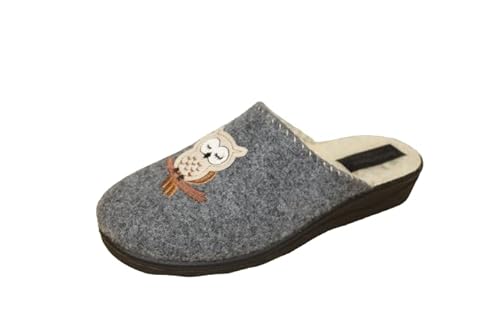 Intermax Hausschuhpantoffel mit echt Schurwolle und Motiv Eule (eu_footwear_size_system, adult, women, numeric, medium, numeric_41) von Intermax