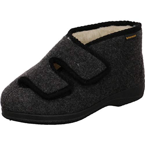 Intermax Herren Hausschuh aus Filz grau, Innenfutter aus Schurwolle und Klettverschluss. grau Gr. 44 von Intermax