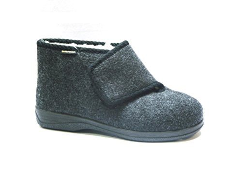 Intermax Herren-Klett-Hausschuhstiefel mit Schurwolle , 45 EU, schwarz von Intermax