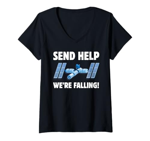 Damen We're Falling! Lustiger Physiklehrer und Wissenschaftler T-Shirt mit V-Ausschnitt Damen We're Falling! Lustiger Physiklehrer und Wissenschaftler T-Shirt mit V-Ausschnitt von International Space Station And Aerospace Engineer