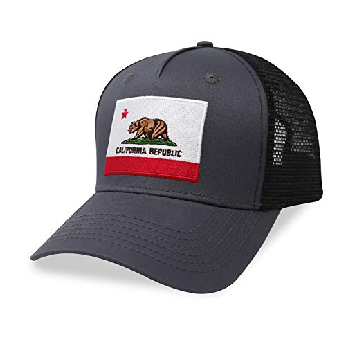 International Tie Premium Schwarze Kalifornien-Flagge Hut für Damen und Herren – Snapback Trucker Baseballkappe (Schwarz Kalifornien), Black California, Large von International Tie
