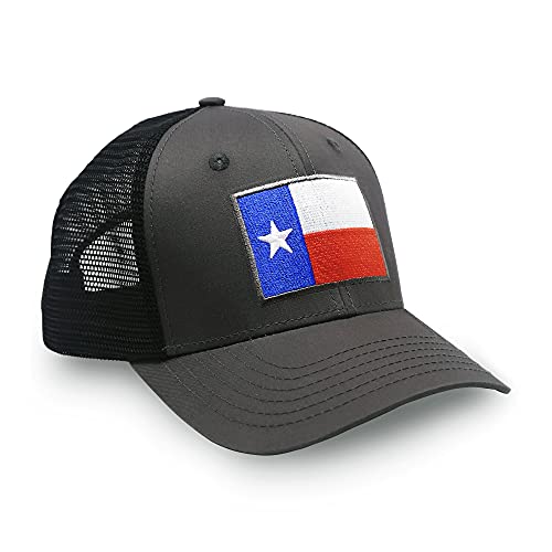 International Tie Premium Texas Flag Hats - Snapback Trucker Baseballmütze, Schwarz, Large von International Tie