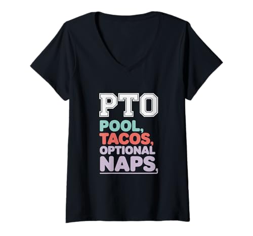 Damen PTO Pool Tacos Optionales Nickerchen Arbeitstag T-Shirt mit V-Ausschnitt Damen PTO Pool Tacos Optionales Nickerchen Arbeitstag T-Shirt mit V-Ausschnitt von International Workers Day