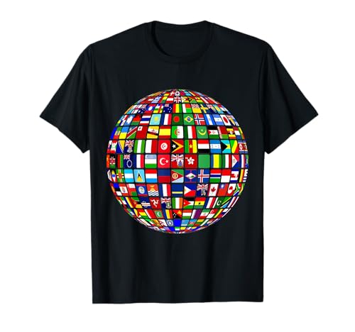 Internationale Weltflaggen und Weltkarte für Kinder T-Shirt von International World Flags shirt World Map for kids