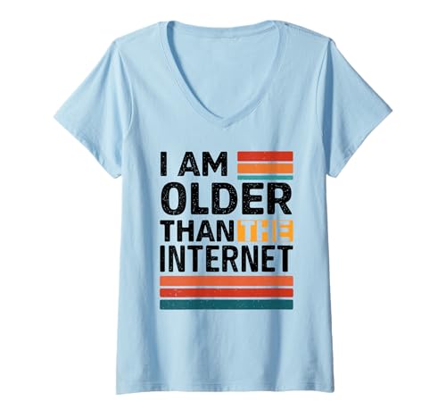 Damen Ich Bin älter als das Internet Lustige Retro-Humor-Meme-Diskette T-Shirt mit V-Ausschnitt Damen Ich Bin älter als das Internet Lustige Retro-Humor-Meme-Diskette T-Shirt mit V-Ausschnitt von Internet Boomer Apparel