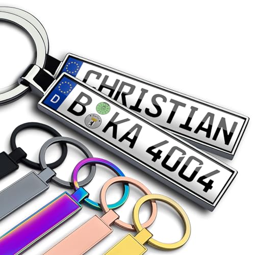 Internetservice Timo Lindner Personalisierter Kennzeichen-Schlüsselanhänger beidseitig mit Namen Geschenk Männer Auto Führerschein Mini Nummernschild Gravur 6 Farben von Internetservice Timo Lindner