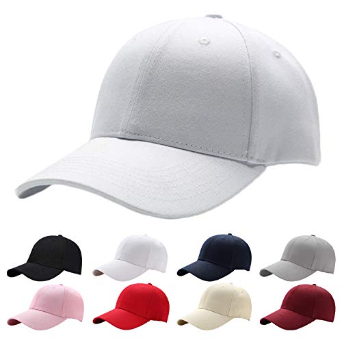 Baseball Cap Herren Damen，Unisex Kappe Verstellbar Reine Farbe Baseboard Baseballkappe Mütze，weiß von Interstellar Fire