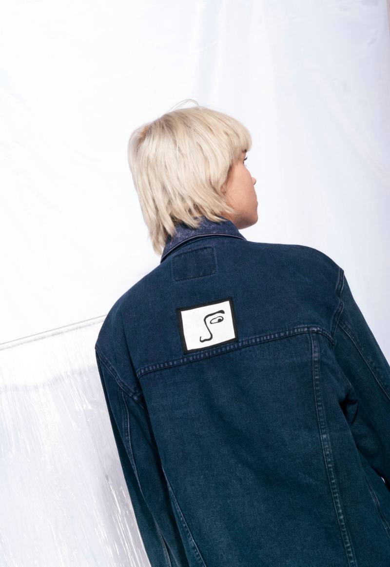 Oversized Vintage Jeansjacke Mit Abgefahrenem Gesicht Patch - 90S von InterzoneVntg