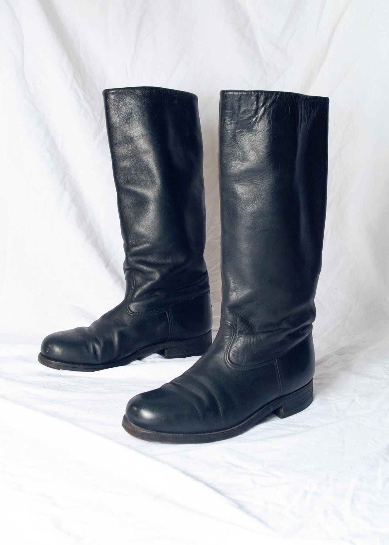 Vintage 40Er Jahre Pull On Leder Reitstiefel in Schwarz - Kniehohe Reitschuhe Reiterschuhe Im Antik Stil Größe 40 von InterzoneVntg