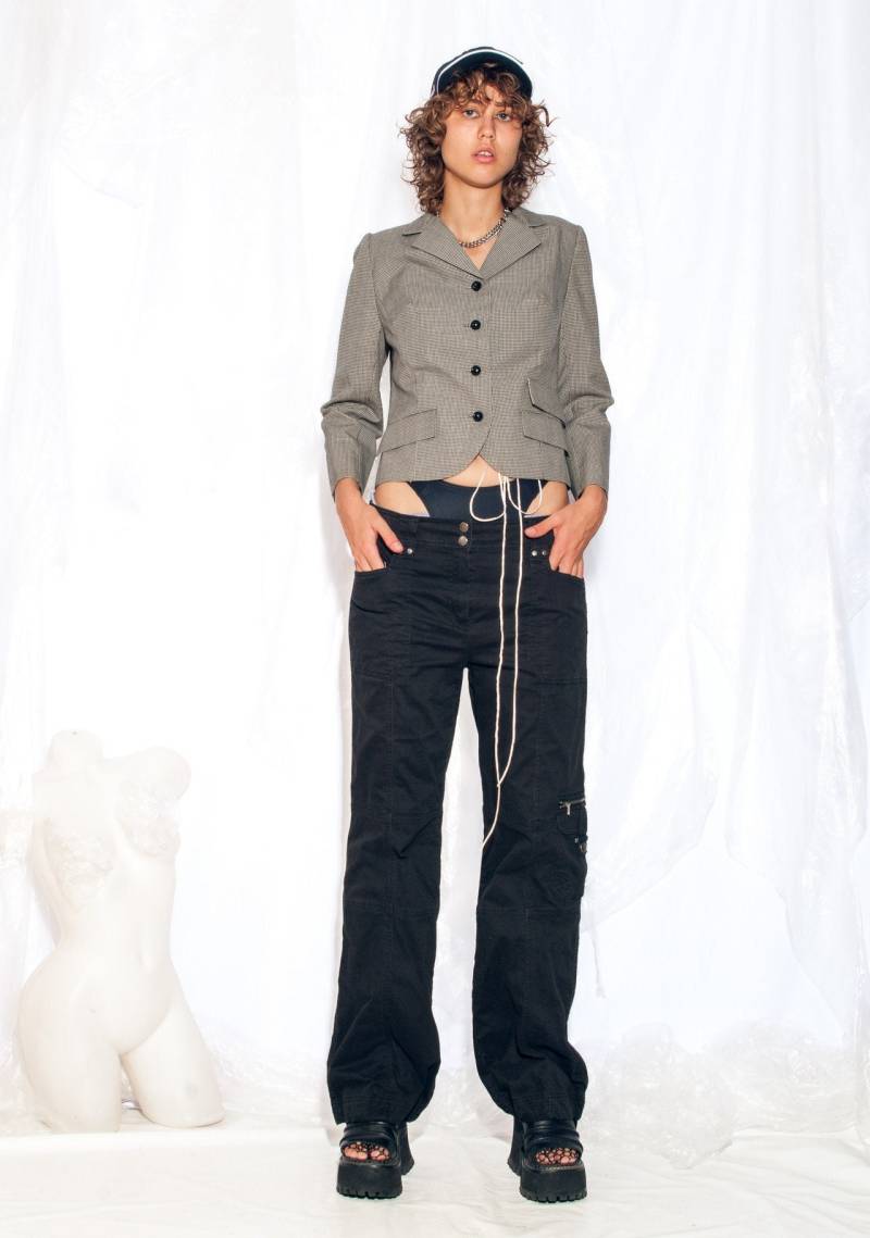 Vintage 60Er Jahre Blazer in Gingham Grau 1960S Rare Mod Coat Light Academia Small von InterzoneVntg