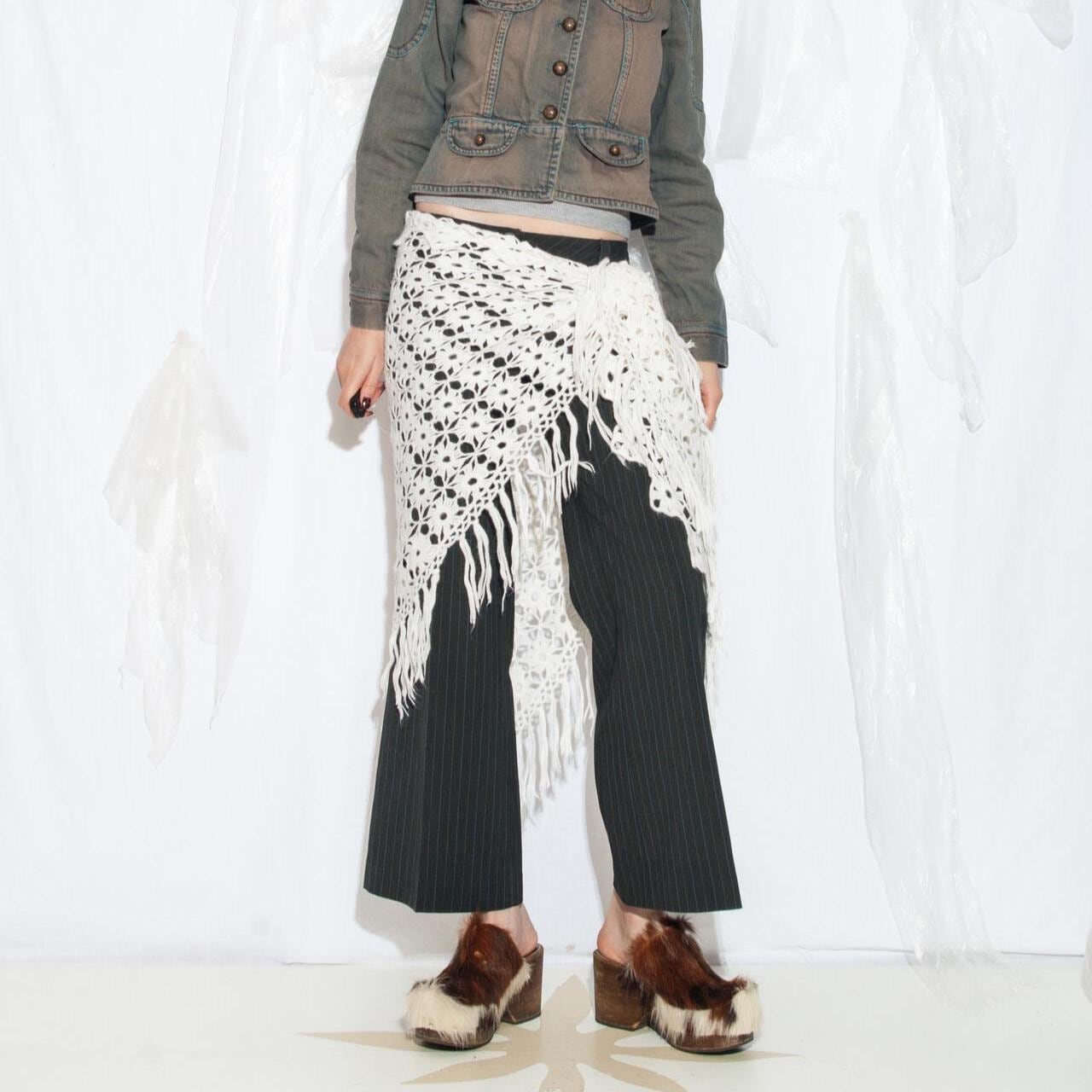 Vintage 70Er Jahre Häkelschal Aus Weißer Spitze - Wickelrock Im Boho Style von InterzoneVntg