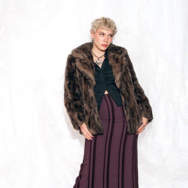 Vintage 70Er Winter Teddy Mantel in Braun Kunstpelz 1970Er Jahre Retro Fairycore Grunge Penny Lane Jacke Small von InterzoneVntg