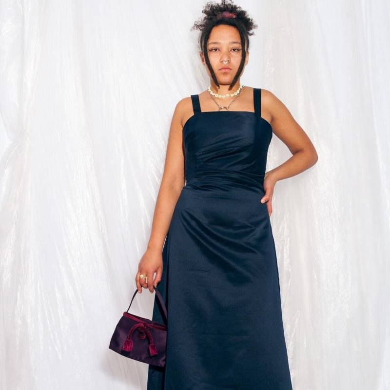 Vintage Abendkleid 90Er Jahre Maxi in Blau 1990Er Y2K Minimalist Lon Party Kleid von InterzoneVntg