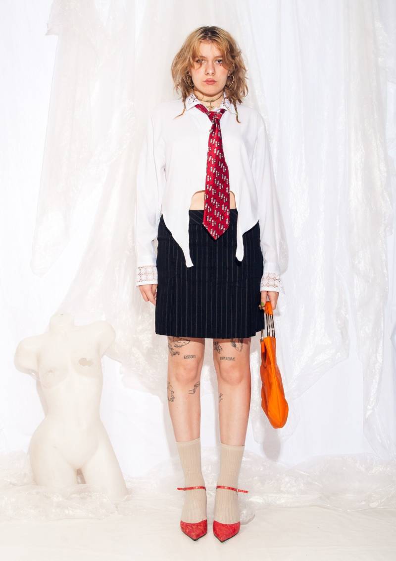 Vintage Bluse 80Er Überarbeitung Schmetterling Flügel Shirt in Weißer Spitze 1980S Crop Top Extra Large Xl von InterzoneVntg