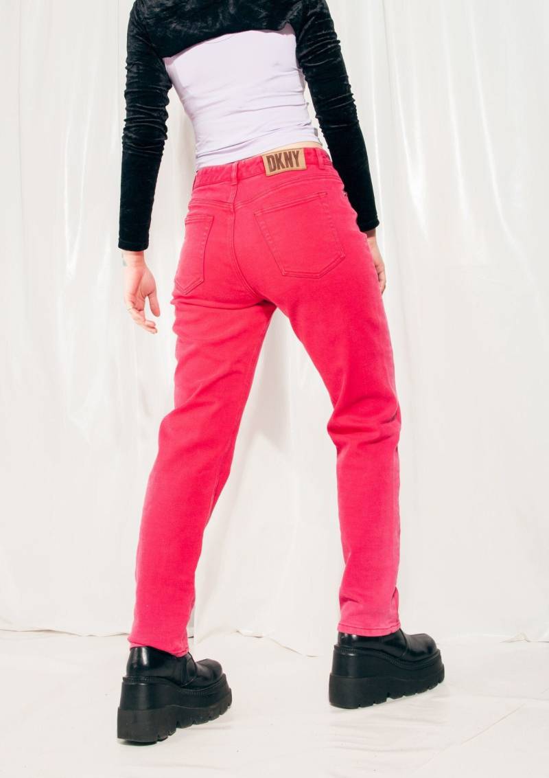 Vintage 90Er Jahre Dkny Jeans in Rot Mit High Rise Waist - Grunge Style Jeanshose Von Donna Karan New York Y2K Designer Pants Size L von InterzoneVntg
