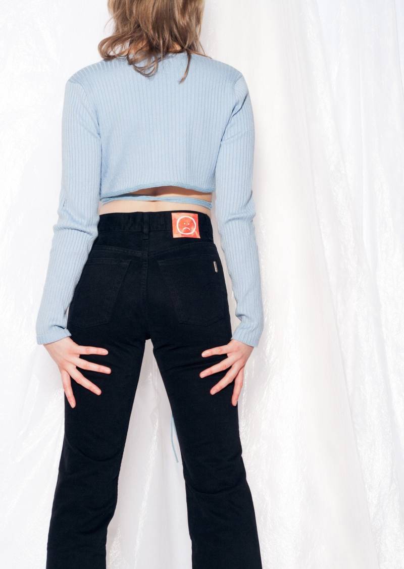Vintage Jeans 90Er Jahre Reworked Sad Smiley Patch Hose 1990Er Grunge Boyfriend Größe W27 Xs von InterzoneVntg