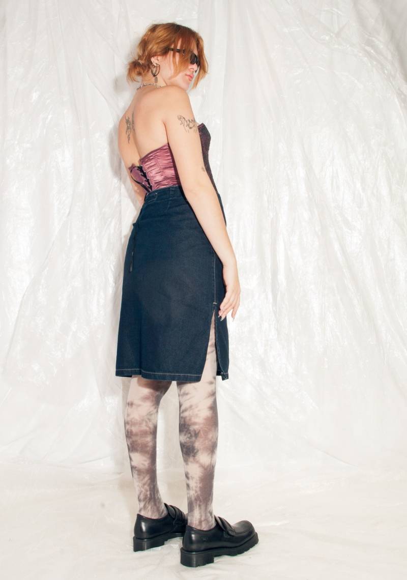 Vintage Jeans Rock Y2K Take-Two Slit Midi in Blue 2000S Rave Minimalist Hose Größe L von InterzoneVntg