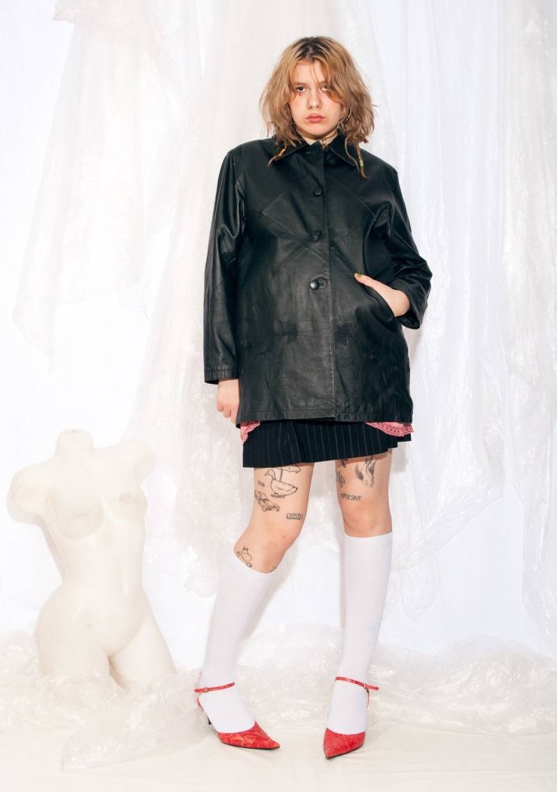 Vintage Leder Mantel 80Er Jahre Panelled Jacke in Schwarz 1980Er Chunky Boxy Fit Echtleder Coatie Dark Academia Aesthetic Large Xtra von InterzoneVntg