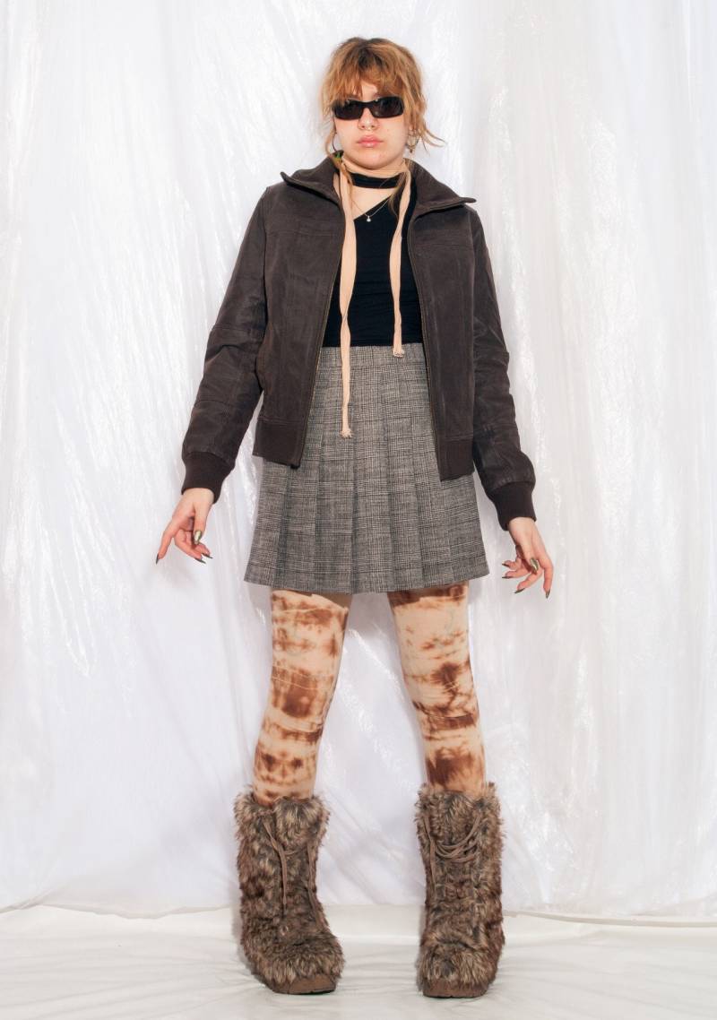 Vintage Racer Jacke Y2K Leder Mantel in Braun Punk Rave Grunge von InterzoneVntg