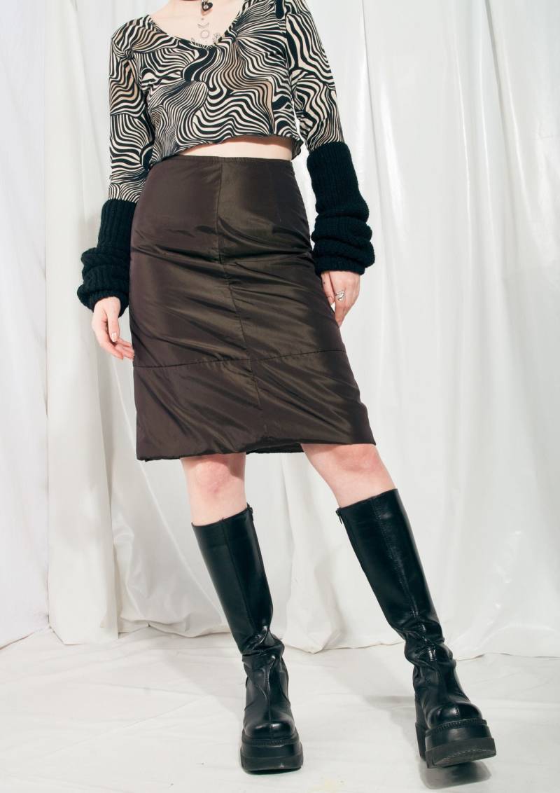 Vintage 90S Rock in Irisierendem Braun - 1990S Designer Techwear Midi Dark Khaki Y2K Grunge Style Size S von InterzoneVntg