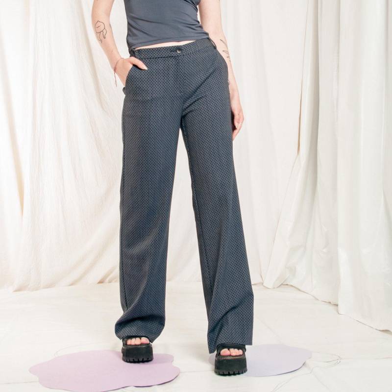Vintage Schlaghose Y2K Weitbein Hose in Grau 2000S Business Casual Mittlerer Bund Schlaghosen von InterzoneVntg