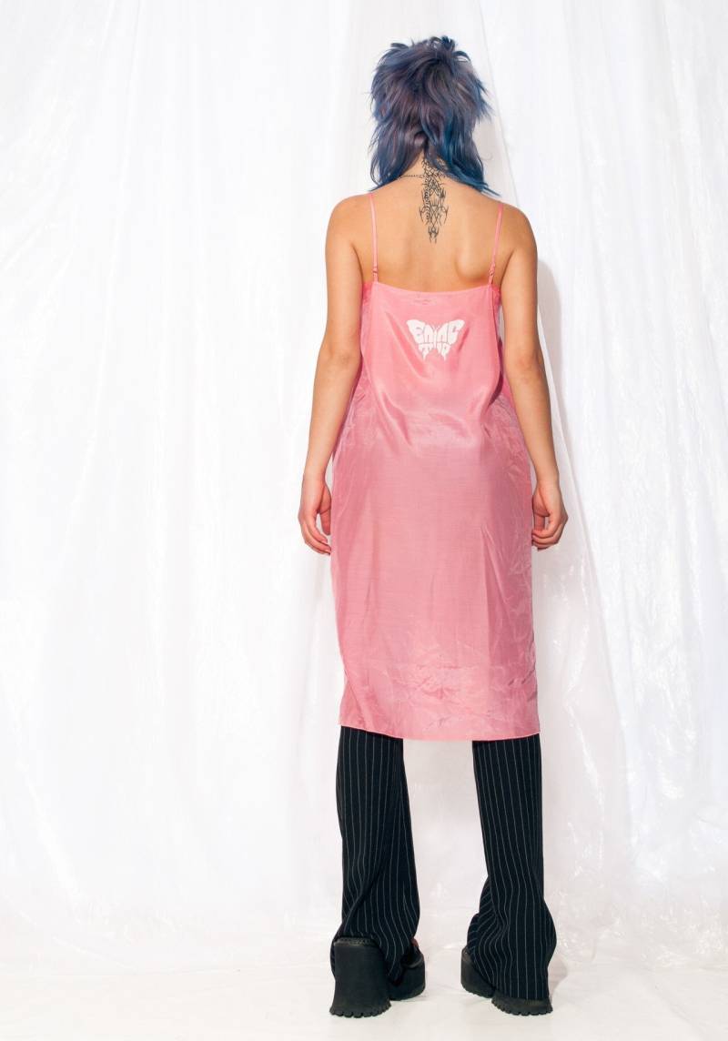 Vintage Slip Dress Y2K Reworked Butterfly Print Midi in Pink 2000S Rave Fairycore Sommerkleid Größe Xs S von InterzoneVntg