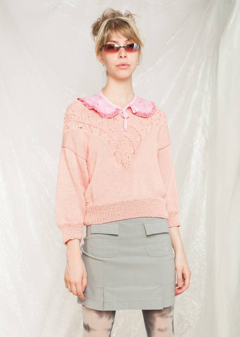 Vintage Strickpullover 80Er Jahre Handmade Kidcore Pullover in Pastell 1980Er Fairycore Ästhetik Süßer Boho von InterzoneVntg