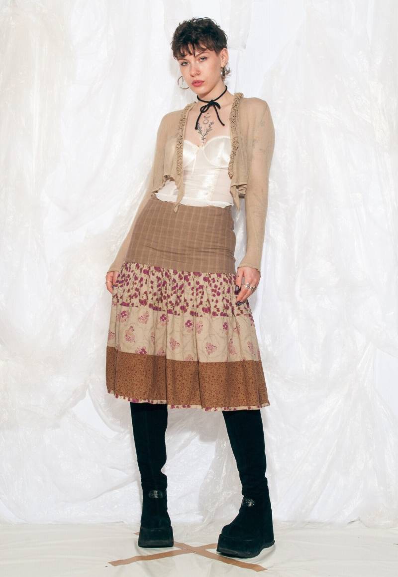 Vintage Y2K Betty Barclay Frilly Strickjacke in Beige 2000S Whimsigoth Fairycore Grunge Crop Top Shrug von InterzoneVntg