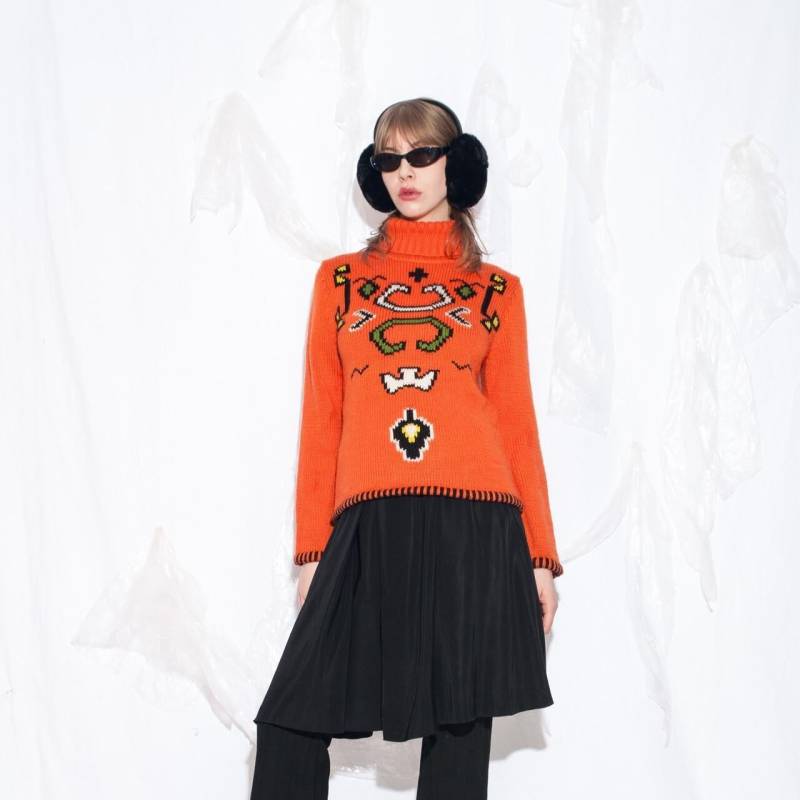Vintage Y2K Betty Barclay Strick Pullover in Orange - 2000Er Jahre Wool Blend Ugly Sweater Langärmeliger Retro Style Größe M von InterzoneVntg