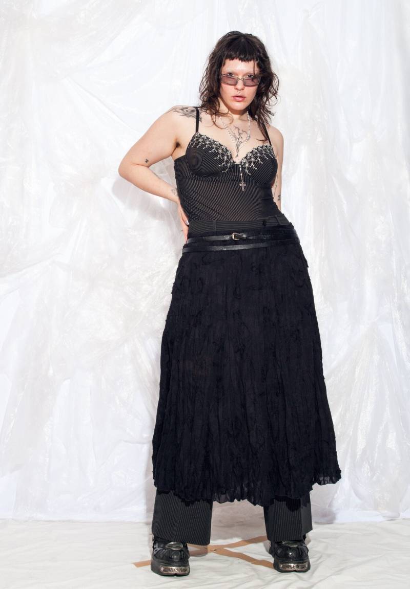 Vintage Y2K Maxi Rock in Schwarz Fairycore Grunge 2000S Whimsigoth Rüschen Langer Xxxl von InterzoneVntg