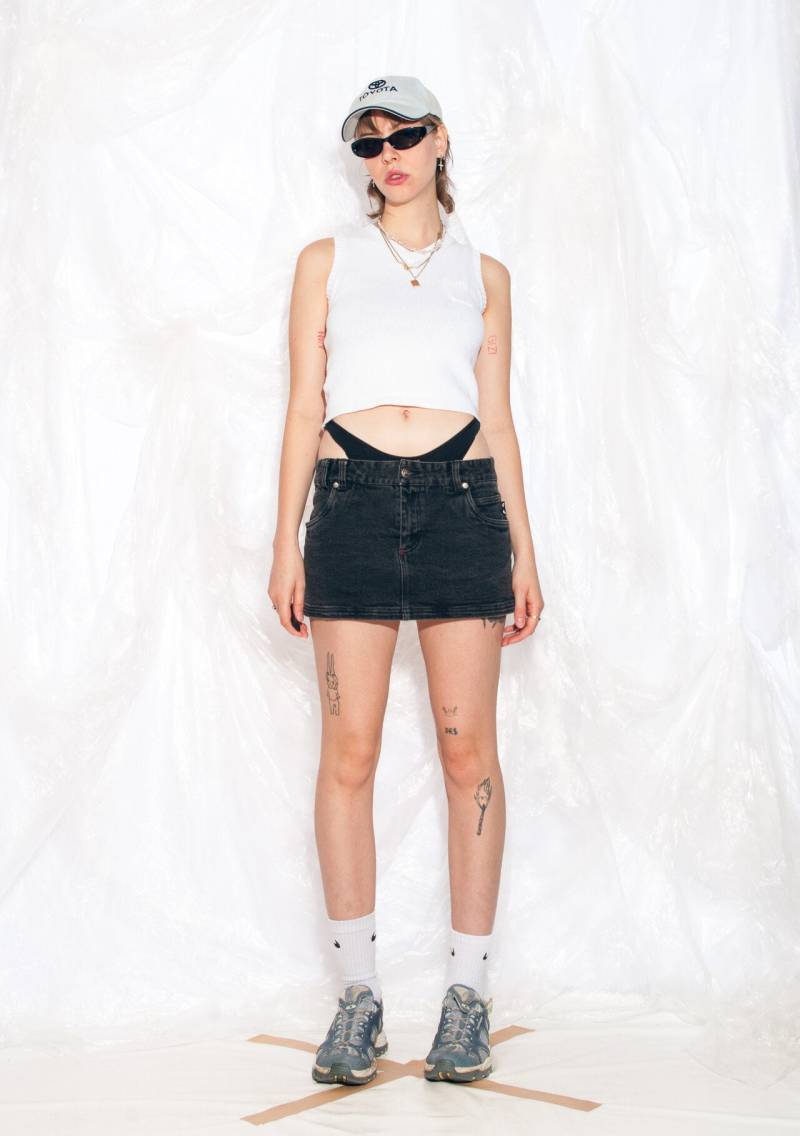 Vintage Y2K Mini Rock in Schwarz Emily The Strange 2000Er Jahre Low-Rise Goth Punk Grunge Ultra Small von InterzoneVntg