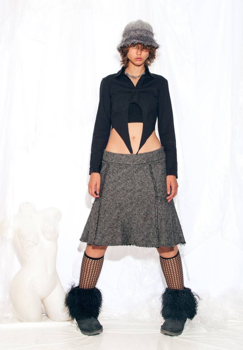 Vintage Y2K Morgan De Toi Midi Rock in Grau 2000Er Jahre Low Rise Large von InterzoneVntg