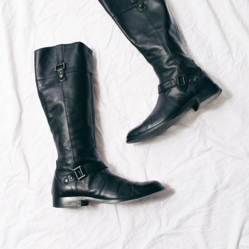 Vintage Y2K Schwarze Leder Stiefel - 2000Er Jahre Kniehohe Reitschuhe Whimsigoth Style Schuhe Größe 38, 5 von InterzoneVntg