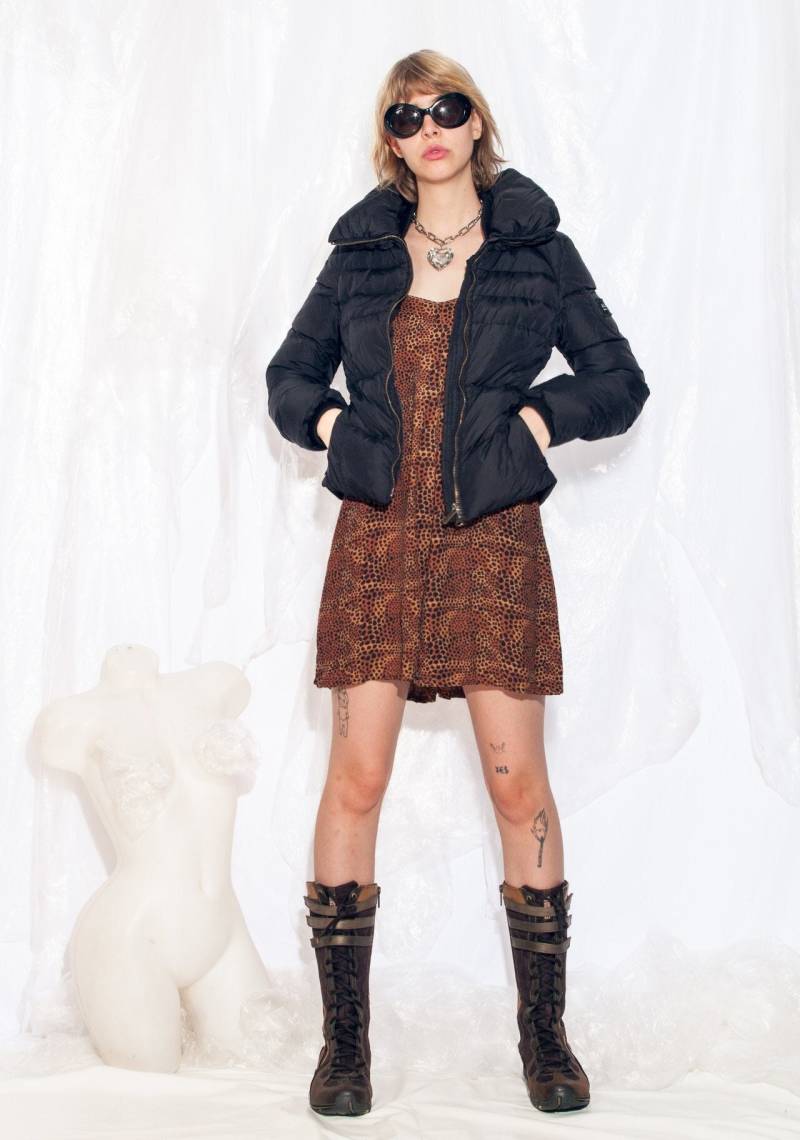 Vintage Y2K Steppjacke in Schwarz 2000Er Jahre Wintermantel Small von InterzoneVntg