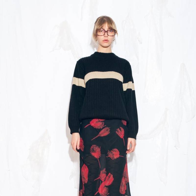 Vintage Y2K Strick Pullover in Schwarz - Anfang 2000Er Jahre Boyfriend Style Oversized Nerd Einheitsgrösse von InterzoneVntg