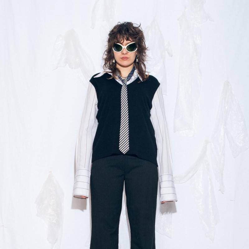 Vintage Y2K Weste in Schwarz Weiß - 2000S Goth Style Oversized Top Größe Xl von InterzoneVntg